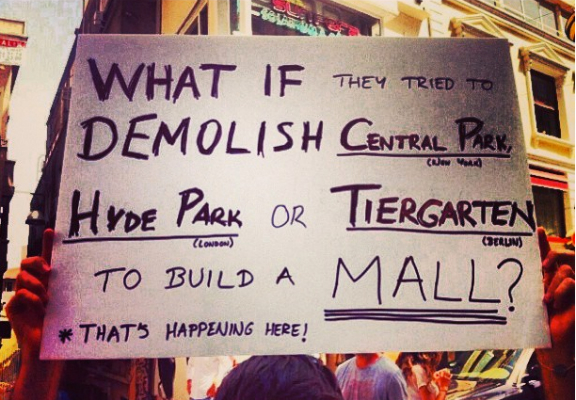 Activists protest against Gezi Park mall